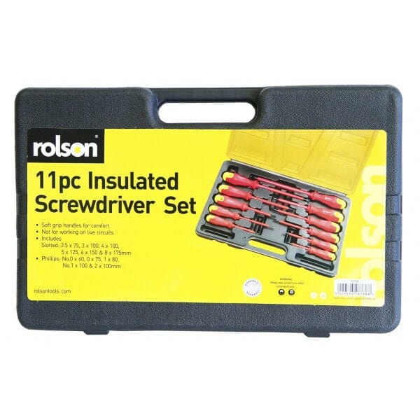 11PC INSULATED SOFT GRIP SCREWDRIVER SET ELECTRICIAN PLUMBER HOME DIY IN CASE 