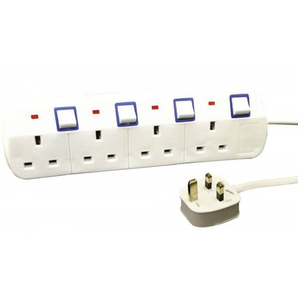 2 socket extension lead with on off switch