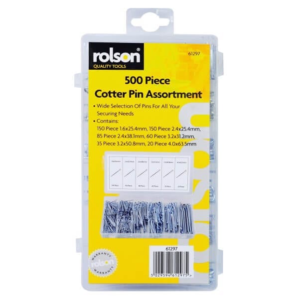 Rolson Split Pin Set Assorted Cotter Pieces Small Sizes 500pc Workshop Fixings 