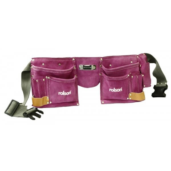 Pink Double Leather Tool Pouch - Rolson Tools