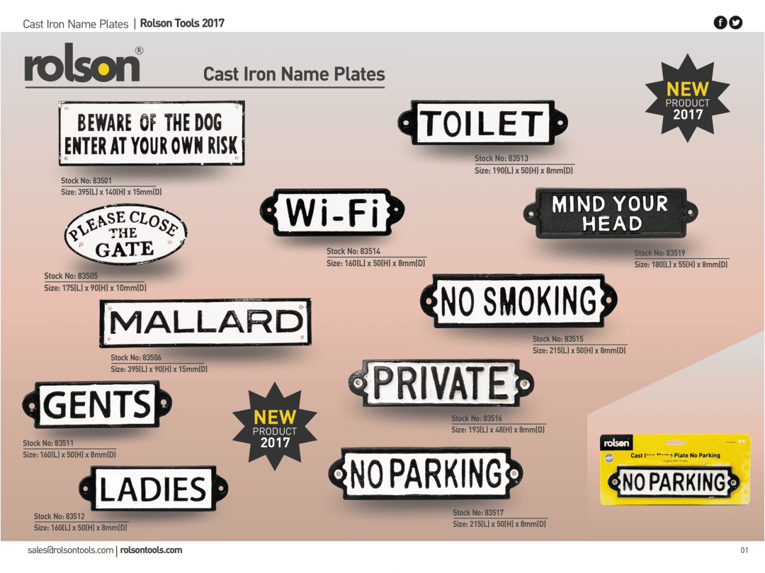 Cast Iron Name Plates 2017