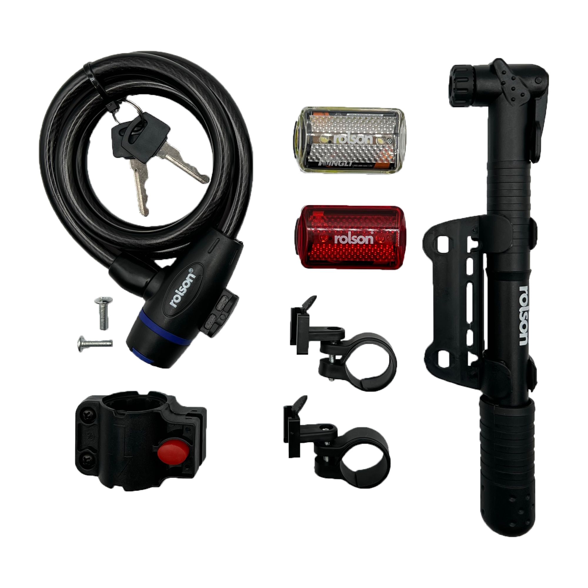 Bike Accessories Kit 66765 : all need lights, pump and lock Tools
