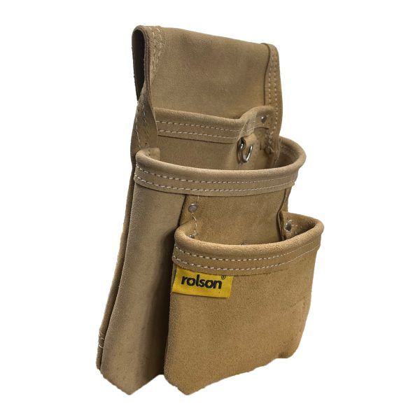 Rolson 68525 Multi Pocket leather tool Pouch with metal hammer holder great for all types of tradesman and DIY'ers