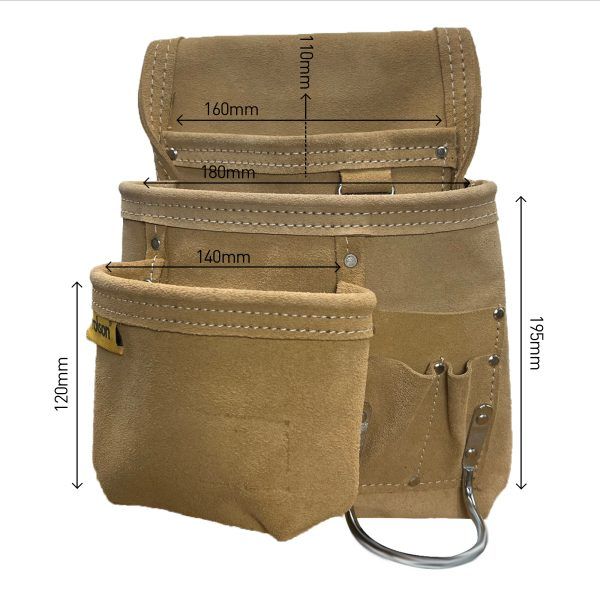 Rolson 68525 Multi Pocket leather tool Pouch with metal hammer holder great for all types of tradesman and DIY'ers