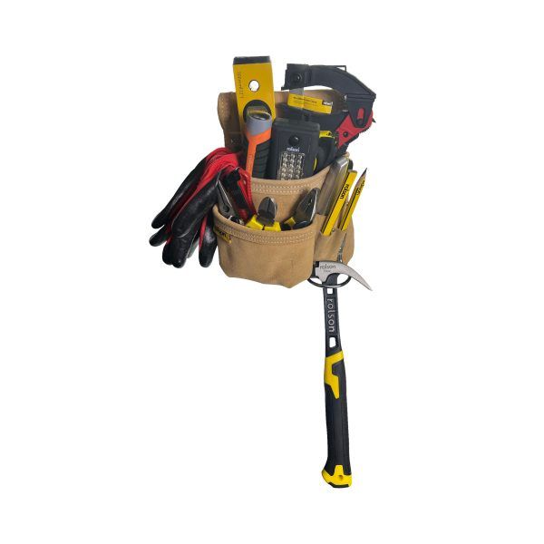 Rolson 68525 Multi Pocket leather tool Pouch with metal hammer holder great for all types of tradesman and DIY'ers
