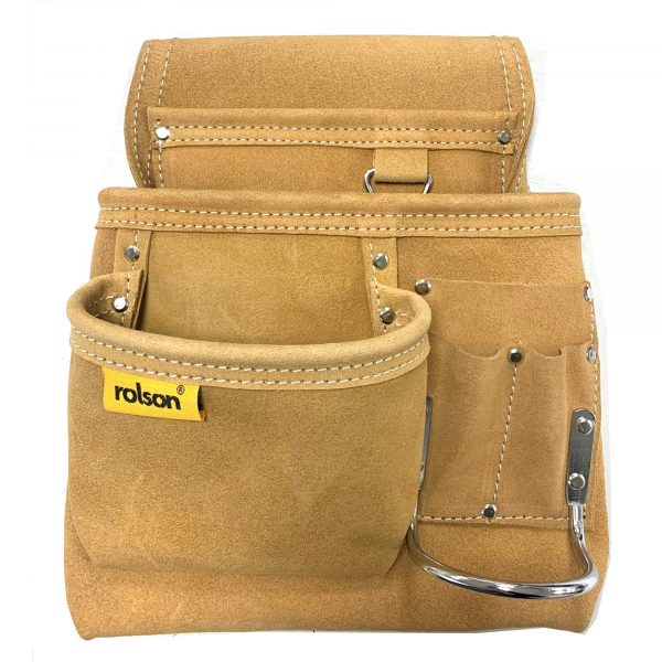 Rolson 68525 Multi Pocket leather tool Pouch with metal hammer holder great for all types of tradesman and DIY'ers